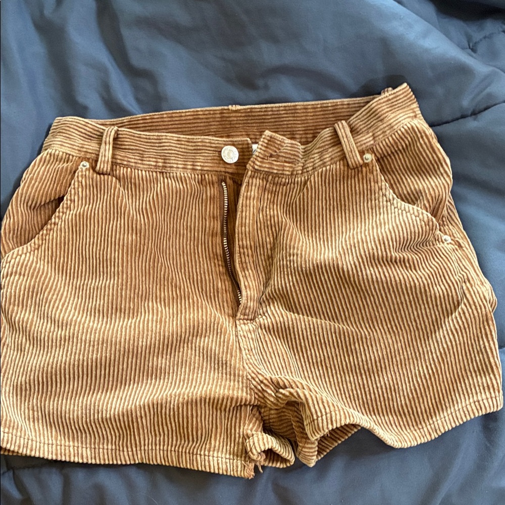 High Waist Tan Corduroy Women's Shorts